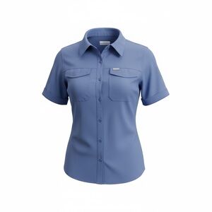 Columbia Omni Shade Shirt Women’s XL Blue Back Vent Pockets Utility Fishing Hike